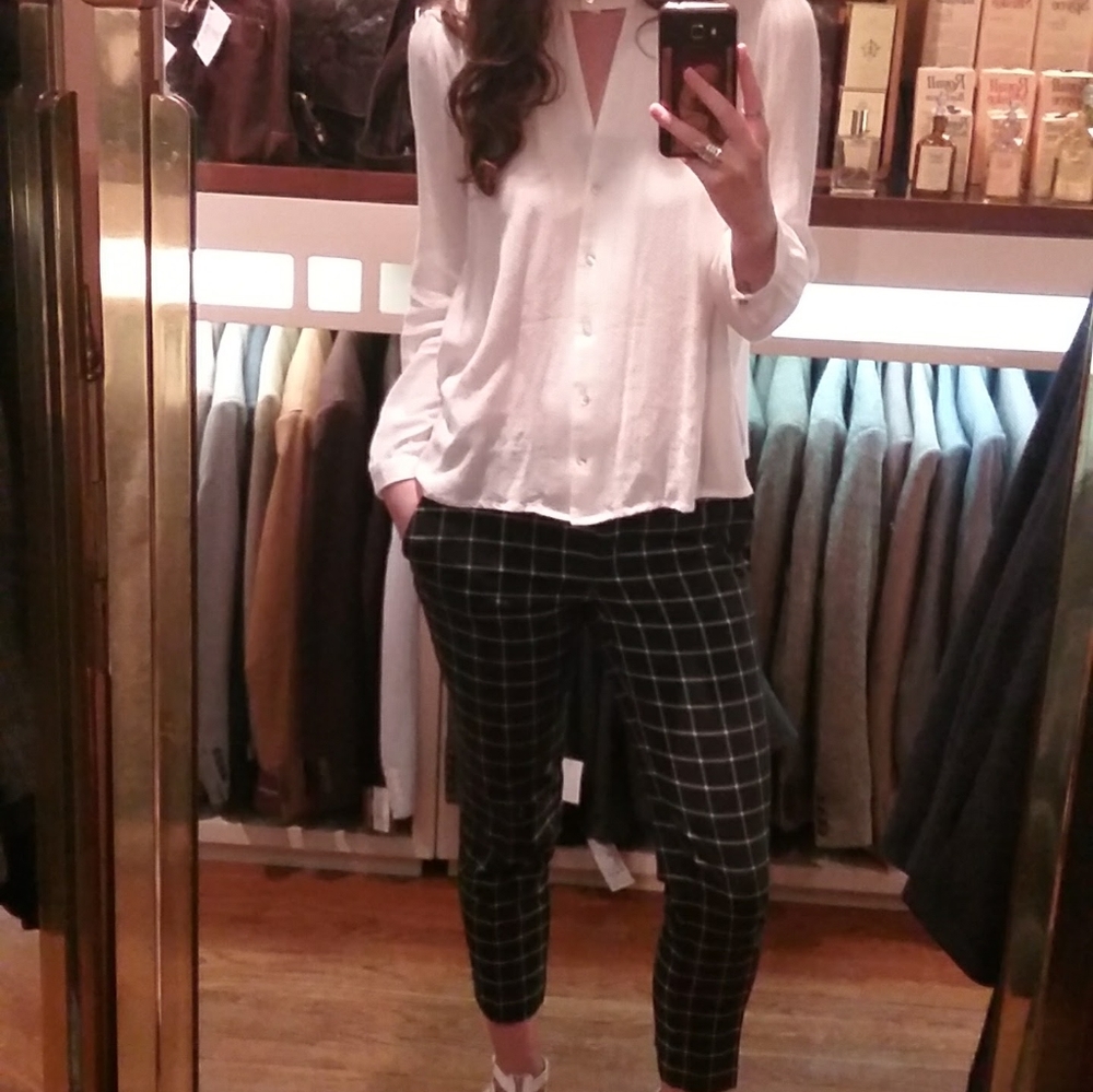 Black and White Plaid Professional Pants